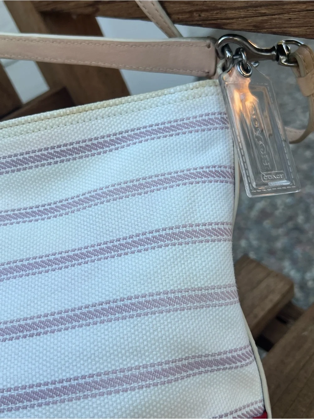Coach x Saint James Legacy striped mini bucket bag